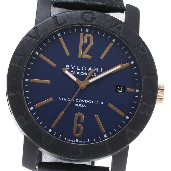 BVLGARI BVLGARIBVLGARI Carbon Gold BB40CL Navy Dial Automatic Men's Watch - Picture 1 of 6